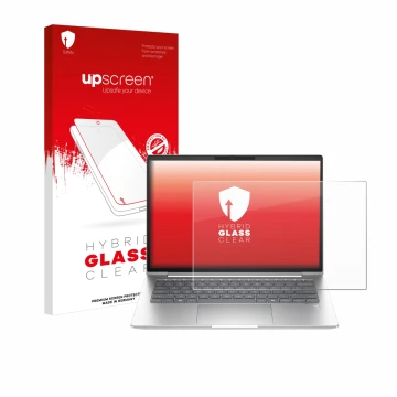 Vorderseite einer Produktverpackung mit dem Markenlogo upscreen. Daneben ist das Gerät HP ProBook 440 G11 mit dem zugehörigen 