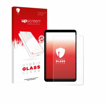 Vorderseite einer Produktverpackung mit dem Markenlogo upscreen. Daneben ist das Gerät Alldocube iPlay 60 Mini Pro mit dem zug
