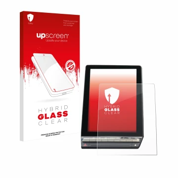 Vorderseite einer Produktverpackung mit dem Markenlogo upscreen. Daneben ist das Gerät Renault Capture 2024 10,4