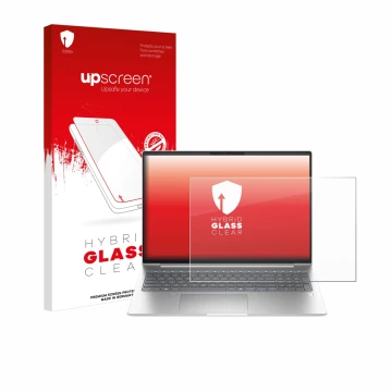 Vorderseite einer Produktverpackung mit dem Markenlogo upscreen. Daneben ist das Gerät HP ProBook 460 G11 mit dem zugehörigen 