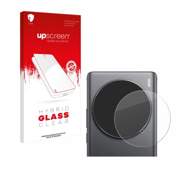 Vorderseite einer Produktverpackung mit dem Markenlogo upscreen. Daneben ist das Gerät Vivo X100 Ultra (NUR Kameraschutz) mit 