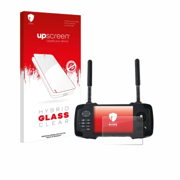 Vorderseite einer Produktverpackung mit dem Markenlogo upscreen. Daneben ist das Gerät Toslon XR500 mit dem zugehörigen Displa