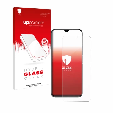 Vorderseite einer Produktverpackung mit dem Markenlogo upscreen. Daneben ist das Gerät Doogee N50 Pro mit dem zugehörigen Disp