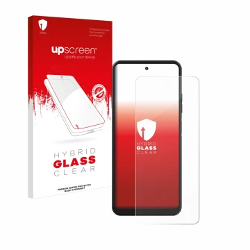 Vorderseite einer Produktverpackung mit dem Markenlogo upscreen. Daneben ist das Gerät Hotwav Note 12 mit dem zugehörigen Disp