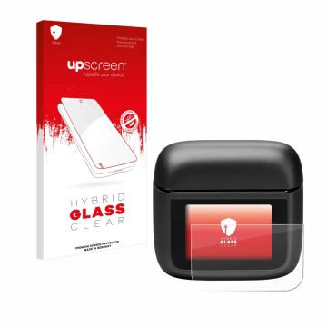 Vorderseite einer Produktverpackung mit dem Markenlogo upscreen. Daneben ist das Gerät JBL Tour Pro 3 mit dem zugehörigen Disp