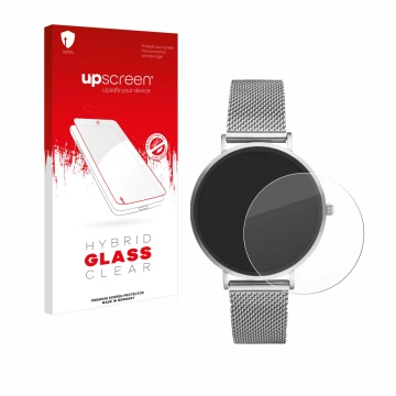 Vorderseite einer Produktverpackung mit dem Markenlogo upscreen. Daneben ist das Gerät Xcoast X-Watch Siona 2 Nano mit dem zug