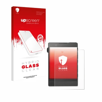 Vorderseite einer Produktverpackung mit dem Markenlogo upscreen. Daneben ist das Gerät Light Phone 3 mit dem zugehörigen Displ