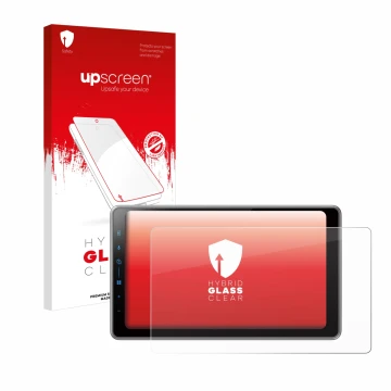Vorderseite einer Produktverpackung mit dem Markenlogo upscreen. Daneben ist das Gerät Pioneer SPH-DA97DAB mit dem zugehörigen
