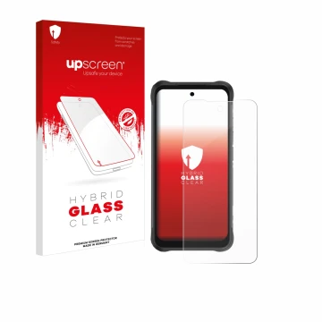 Vorderseite einer Produktverpackung mit dem Markenlogo upscreen. Daneben ist das Gerät Umidigi Bison GT2 Pro 4G mit dem zugehö