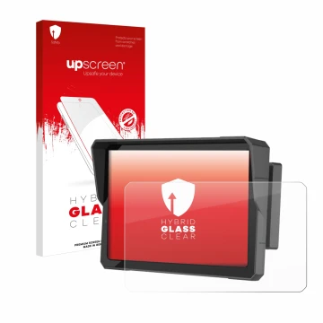Vorderseite einer Produktverpackung mit dem Markenlogo upscreen. Daneben ist das Gerät Carpuride W702B Pro 7