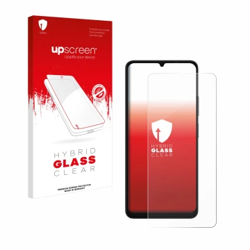 Vorderseite einer Produktverpackung mit dem Markenlogo upscreen. Daneben ist das Gerät Ulefone Note 20 Pro mit dem zugehörigen