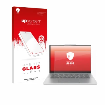 Vorderseite einer Produktverpackung mit dem Markenlogo upscreen. Daneben ist das Gerät Lenovo IdeaPad Slim 5 Gen 10 15