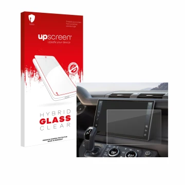 Vorderseite einer Produktverpackung mit dem Markenlogo upscreen. Daneben ist das Gerät Land Rover Defender (2025) 10