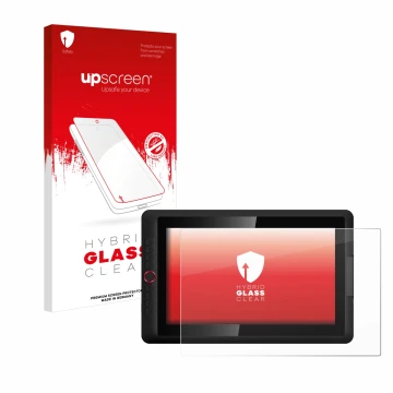 Vorderseite einer Produktverpackung mit dem Markenlogo upscreen. Daneben ist das Gerät XP-Pen Artist 15.6 Pro V2 mit dem zugeh