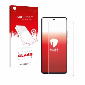 Vorderseite einer Produktverpackung mit dem Markenlogo upscreen. Daneben ist das Gerät Xiaomi Poco M7 Pro 5G mit dem zugehörig
