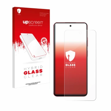 Vorderseite einer Produktverpackung mit dem Markenlogo upscreen. Daneben ist das Gerät realme 14x mit dem zugehörigen Displays
