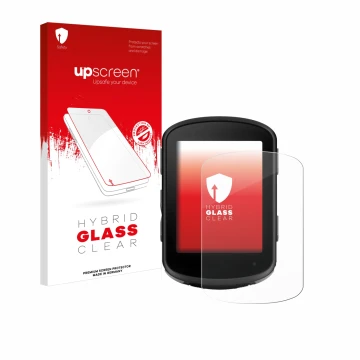Vorderseite einer Produktverpackung mit dem Markenlogo upscreen. Daneben ist das Gerät Garmin Edge 540 Solar mit dem zugehörig
