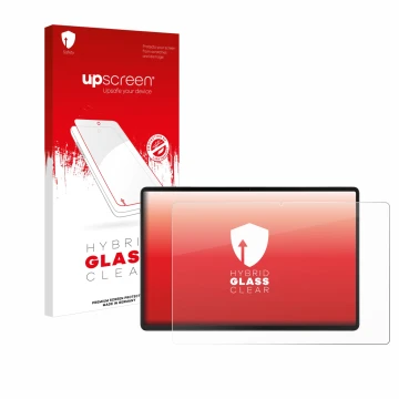 Vorderseite einer Produktverpackung mit dem Markenlogo upscreen. Daneben ist das Gerät Acer Iconia X12 mit dem zugehörigen Dis
