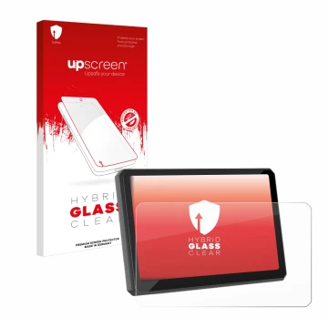 Vorderseite einer Produktverpackung mit dem Markenlogo upscreen. Daneben ist das Gerät Carpuride W702BS 7