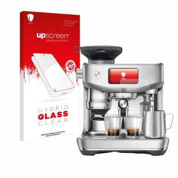 Vorderseite einer Produktverpackung mit dem Markenlogo upscreen. Daneben ist das Gerät Sage the Oracle Jet mit dem zugehörigen