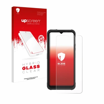 Vorderseite einer Produktverpackung mit dem Markenlogo upscreen. Daneben ist das Gerät AGM H Max mit dem zugehörigen Displaysc