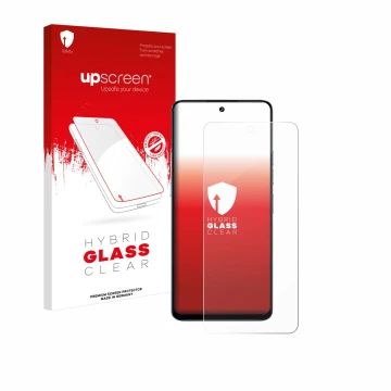 Vorderseite einer Produktverpackung mit dem Markenlogo upscreen. Daneben ist das Gerät Umidigi Note 100 5G mit dem zugehörigen