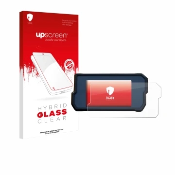 Vorderseite einer Produktverpackung mit dem Markenlogo upscreen. Daneben ist das Gerät KTM 390 / 890 Adventure 2020+ mit dem z