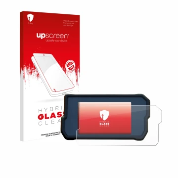 Vorderseite einer Produktverpackung mit dem Markenlogo upscreen. Daneben ist das Gerät KTM RC125 / RC390 2022+ mit dem zugehör