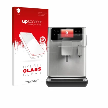 Vorderseite einer Produktverpackung mit dem Markenlogo upscreen. Daneben ist das Gerät WMF Perfection 680 mit dem zugehörigen 