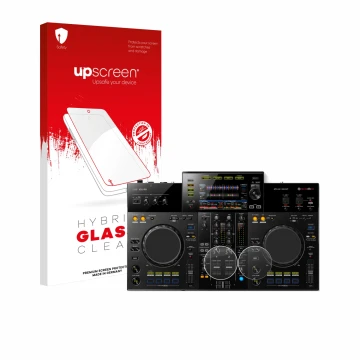 Vorderseite einer Produktverpackung mit dem Markenlogo upscreen. Daneben ist das Gerät Pioneer XDJ -RR (Jog) mit dem zugehörig