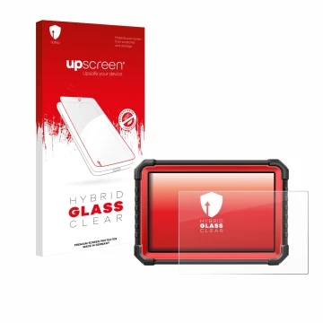 Vorderseite einer Produktverpackung mit dem Markenlogo upscreen. Daneben ist das Gerät Launch X-431 PRO3S+ V5.0 mit dem zugehö