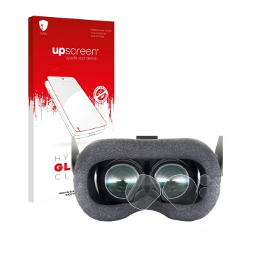 Vorderseite einer Produktverpackung mit dem Markenlogo upscreen. Daneben ist das Gerät Valve Index VR-Headset mit dem zugehöri