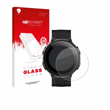 Vorderseite einer Produktverpackung mit dem Markenlogo upscreen. Daneben ist das Gerät Kiprun GPS 500 Coros mit dem zugehörige