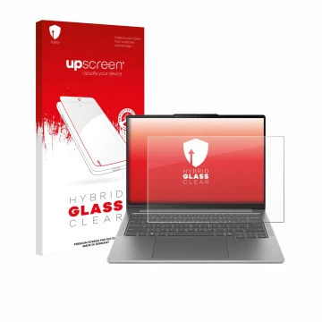 Vorderseite einer Produktverpackung mit dem Markenlogo upscreen. Daneben ist das Gerät Lenovo IdeaPad Pro 5 Gen 10 14