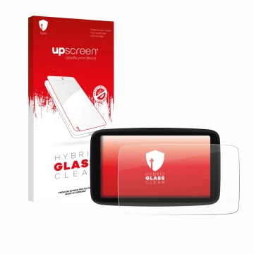 Vorderseite einer Produktverpackung mit dem Markenlogo upscreen. Daneben ist das Gerät TomTom Go Classic Lite 6