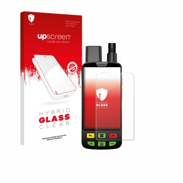 Vorderseite einer Produktverpackung mit dem Markenlogo upscreen. Daneben ist das Gerät Aduro Locit GPS mit dem zugehörigen Dis