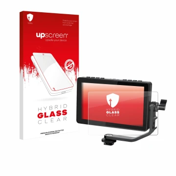 Vorderseite einer Produktverpackung mit dem Markenlogo upscreen. Daneben ist das Gerät Feelworld F5 PROX 5,5