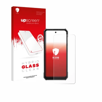 Vorderseite einer Produktverpackung mit dem Markenlogo upscreen. Daneben ist das Gerät Ulefone Armor 30 Pro mit dem zugehörige