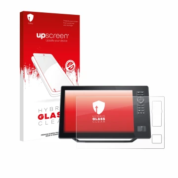 Vorderseite einer Produktverpackung mit dem Markenlogo upscreen. Daneben ist das Gerät Humminbird Xplore 12 mit dem zugehörige