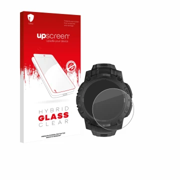 Vorderseite einer Produktverpackung mit dem Markenlogo upscreen. Daneben ist das Gerät Garmin Instinct 3 Solar Tactical Editio
