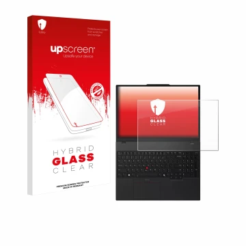 Vorderseite einer Produktverpackung mit dem Markenlogo upscreen. Daneben ist das Gerät Lenovo ThinkPad T16 Gen 4 mit dem zugeh