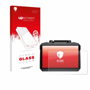 Vorderseite einer Produktverpackung mit dem Markenlogo upscreen. Daneben ist das Gerät DJI RC Pro 2 mit dem zugehörigen Displa