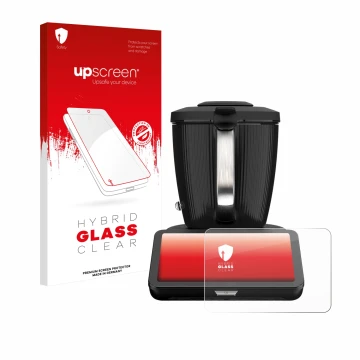 Vorderseite einer Produktverpackung mit dem Markenlogo upscreen. Daneben ist das Gerät Vorwerk Bimby TM7 mit dem zugehörigen D