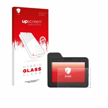 Vorderseite einer Produktverpackung mit dem Markenlogo upscreen. Daneben ist das Gerät Naviter Omni mit dem zugehörigen Displa