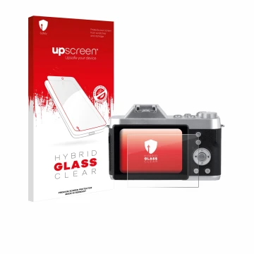 Vorderseite einer Produktverpackung mit dem Markenlogo upscreen. Daneben ist das Gerät Rollei Powerflex 10x Retro mit dem zuge