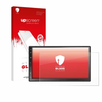 Vorderseite einer Produktverpackung mit dem Markenlogo upscreen. Daneben ist das Gerät Atoto A5LG2B7T 7