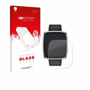 Vorderseite einer Produktverpackung mit dem Markenlogo upscreen. Daneben ist das Gerät Amazfit Active 2 (rechteckig) mit dem z