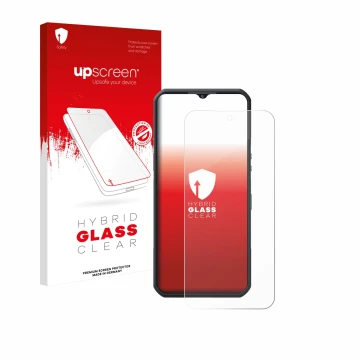 Vorderseite einer Produktverpackung mit dem Markenlogo upscreen. Daneben ist das Gerät Oukitel WP55 Pro mit dem zugehörigen Di