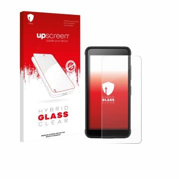 Vorderseite einer Produktverpackung mit dem Markenlogo upscreen. Daneben ist das Gerät SkyCaddie Pro 4X mit dem zugehörigen Di