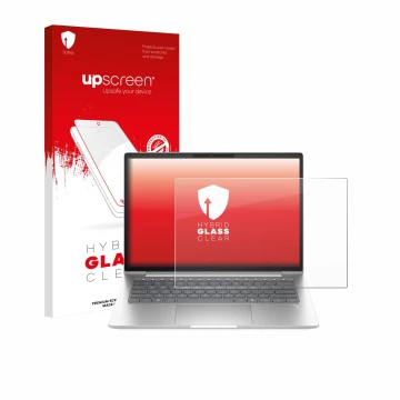 Vorderseite einer Produktverpackung mit dem Markenlogo upscreen. Daneben ist das Gerät HP EliteBook 6 G1a 14